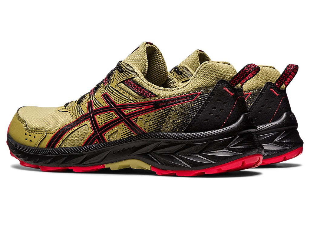 ASICS GEL-VENTURE 9 MENS TRAIL RUNNING SHOE OLIVE OIL/ELECTRIC RED