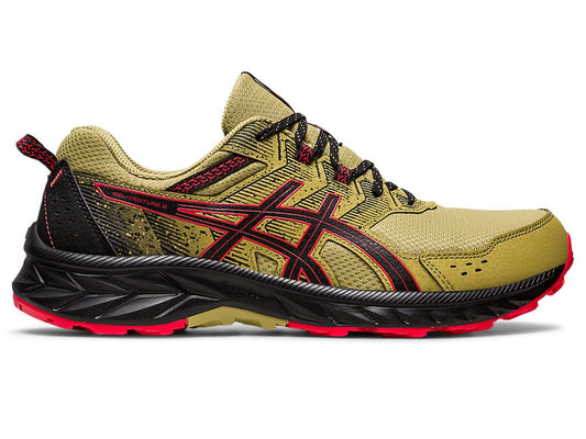 ASICS GEL-VENTURE 9 MENS TRAIL RUNNING SHOE OLIVE OIL/ELECTRIC RED